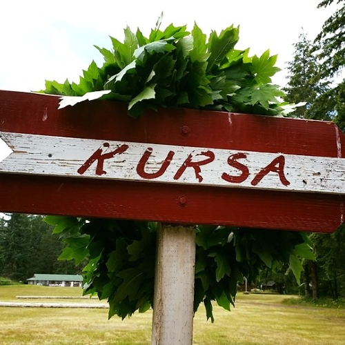 Kursa road sign at the property's entrance.